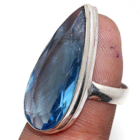 Hand Crafted Jewelry - Handmade Blue Topaz 925 Gemstone Ring